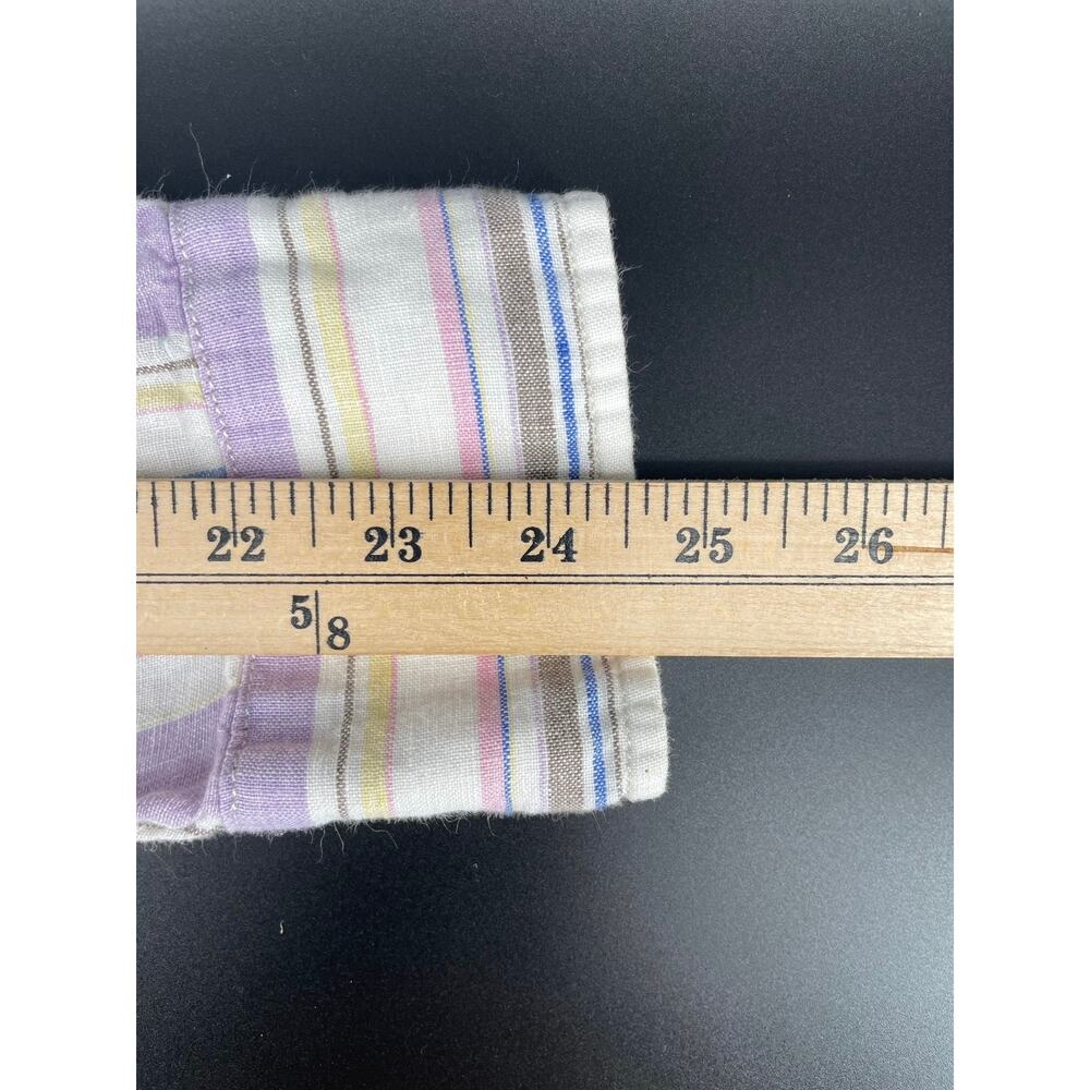 Tommy Bahama 100% Linen Button Up Shirt Men’s M Purple/Blue Candy Stripe Lng Slv - Picture 9 of 10